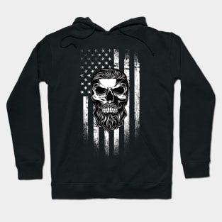 Beard American Flag Skull Hoodie